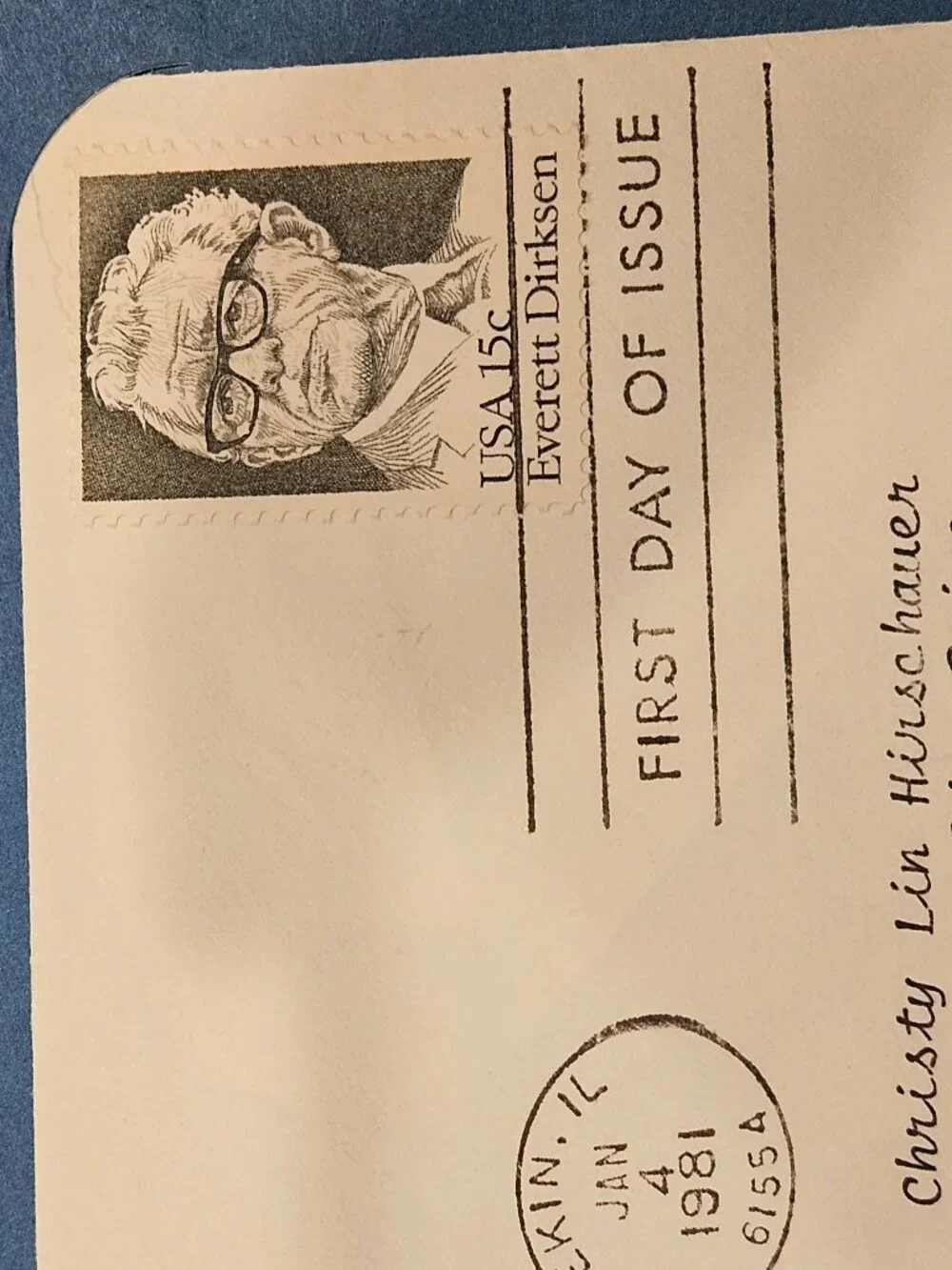 RARE COLLECTIBLE USPS 1ST DAY ISSUE COVER SENATOR EVERETT DIRKSEN STAMP ENVELOPE